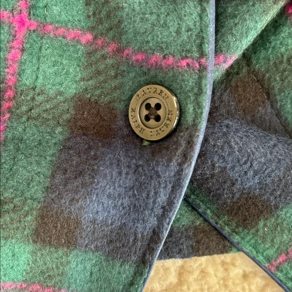 Ralph Lauren Black Label Crest Green Plaid Flannel Pajama Lounge Shirt Womens XL - Picture 5 of 12